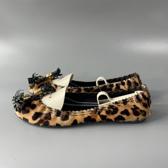Tory Burch Brown Abbey Ballerina w/Tassel Leather Leopard Slip-on Flats, 8.5 - Picture 5 of 12